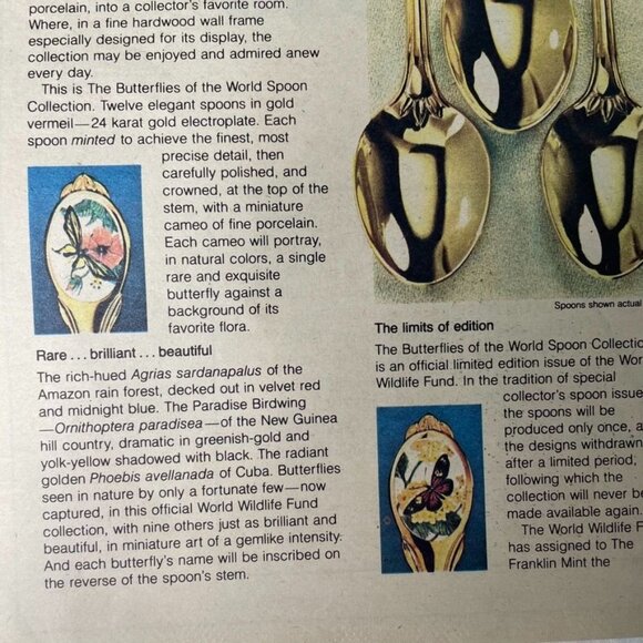 1980 The Butterflies Of The World Spoon Collection Franklin Mint Ad Print Full P - Picture 6 of 6